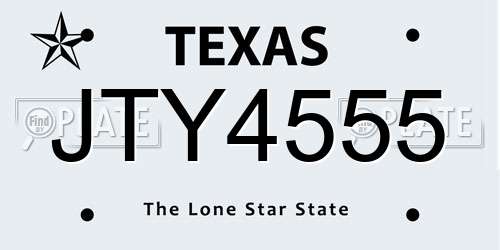 JTY4555 Texas License Plate