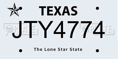 JTY4774 Texas License Plate