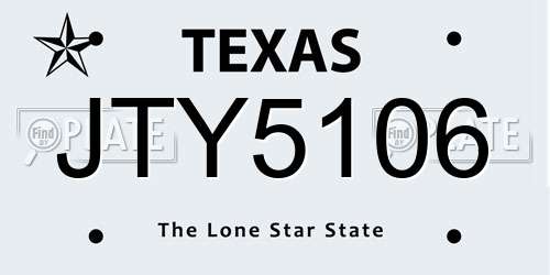JTY5106 Texas License Plate
