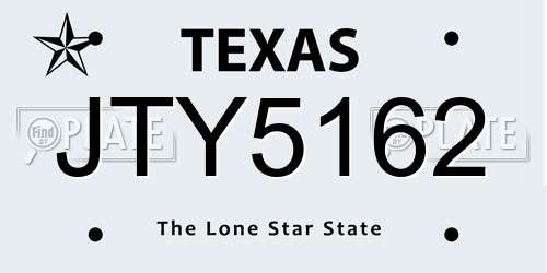 JTY5162 Texas License Plate