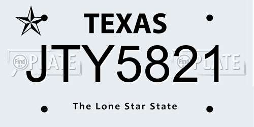JTY5821 Texas License Plate