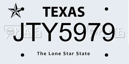 JTY5979 Texas License Plate