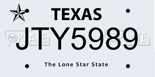 JTY5989 Texas License Plate