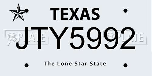 JTY5992 Texas License Plate