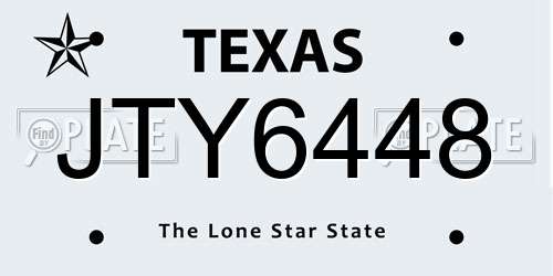 JTY6448 Texas License Plate