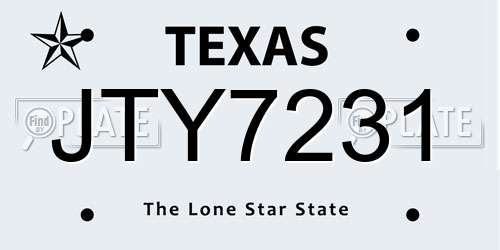 JTY7231 Texas License Plate