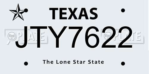 JTY7622 Texas License Plate