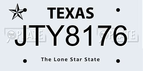 JTY8176 Texas License Plate