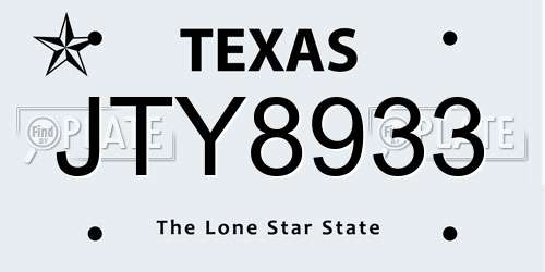 JTY8933 Texas License Plate