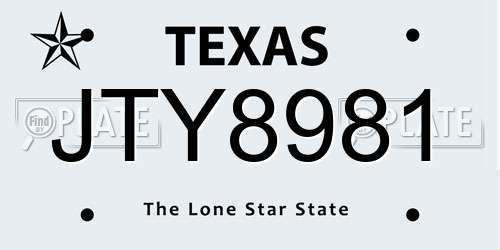 JTY8981 Texas License Plate
