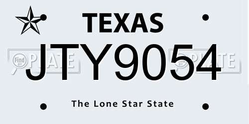 JTY9054 Texas License Plate