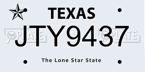 JTY9437 Texas License Plate