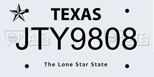 JTY9808 Texas License Plate