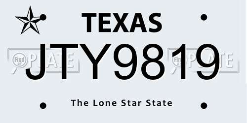 JTY9819 Texas License Plate