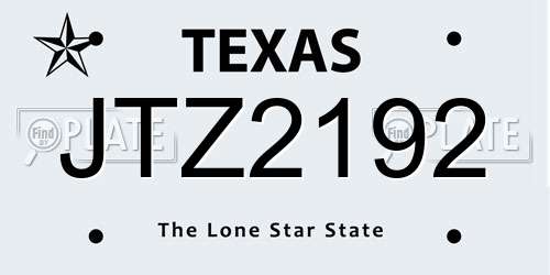 JTZ2192 Texas License Plate