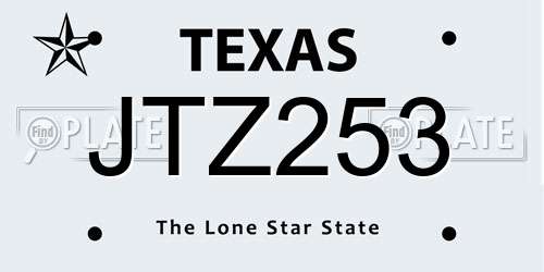 JTZ253 Texas License Plate
