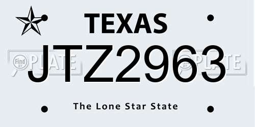 JTZ2963 Texas License Plate