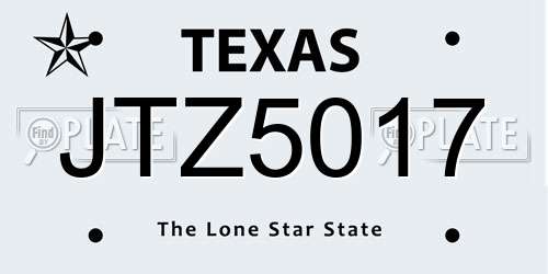 JTZ5017 Texas License Plate