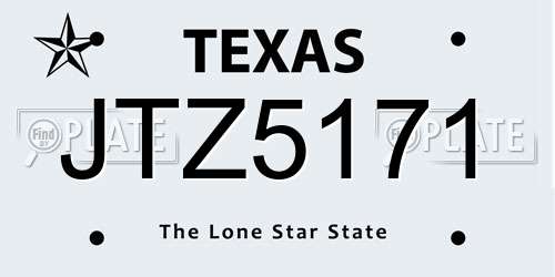 JTZ5171 Texas License Plate
