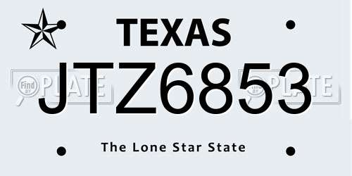 JTZ6853 Texas License Plate