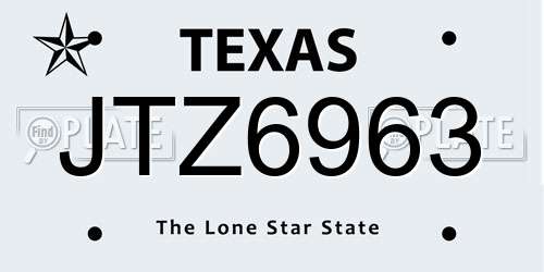 JTZ6963 Texas License Plate