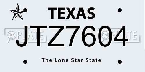JTZ7604 Texas License Plate