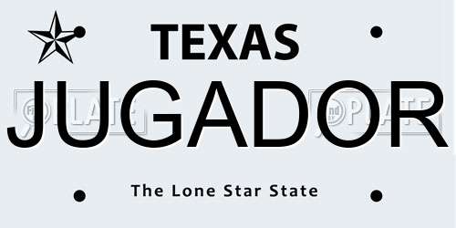 JUGADOR Texas License Plate