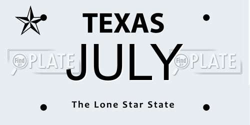JULY Texas License Plate