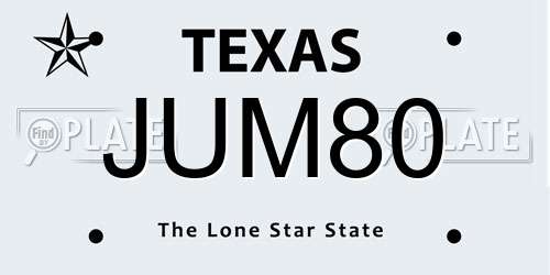 JUM80 Texas License Plate