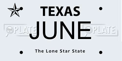 JUNE Texas License Plate