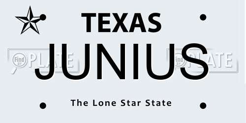 JUNIUS Texas License Plate