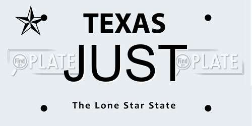 JUST Texas License Plate