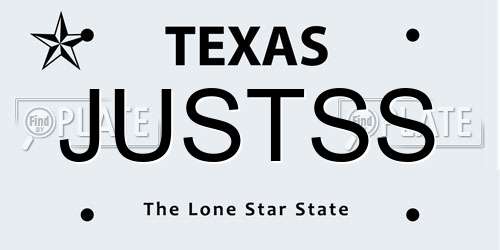 JUSTSS Texas License Plate