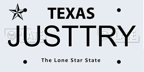 JUSTTRY Texas License Plate