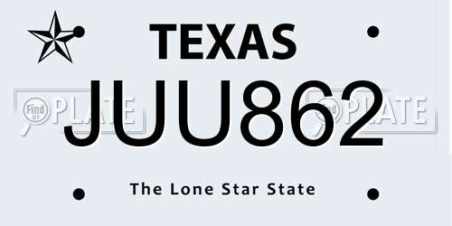 JUU862 Texas License Plate