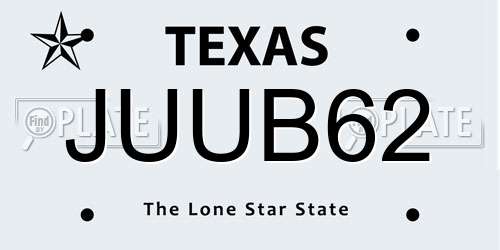 JUUB62 Texas License Plate