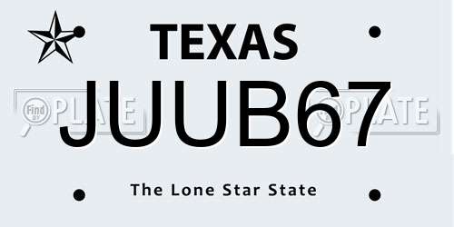 JUUB67 Texas License Plate