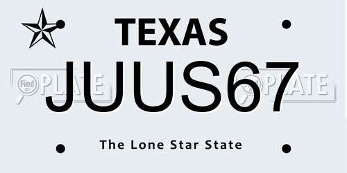 JUUS67 Texas License Plate