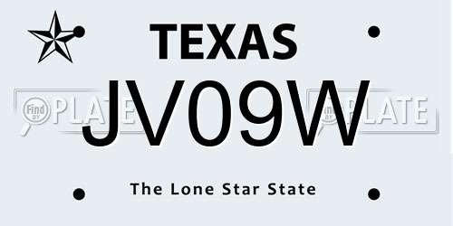 JV09W Texas License Plate