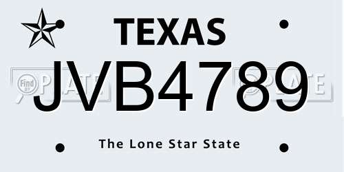 JVB4789 Texas License Plate