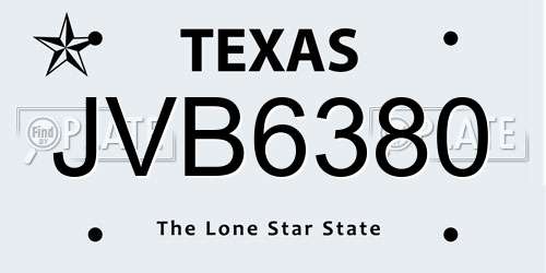 JVB6380 Texas License Plate