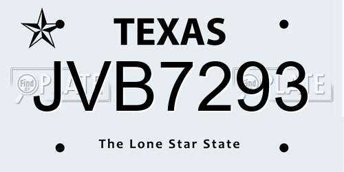 JVB7293 Texas License Plate