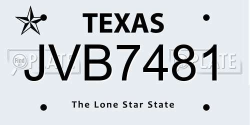 JVB7481 Texas License Plate