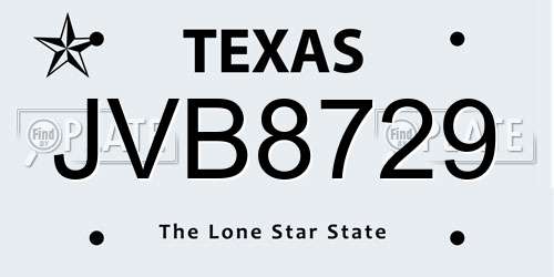 JVB8729 Texas License Plate