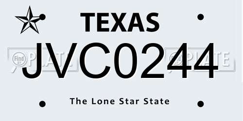 JVC0244 Texas License Plate