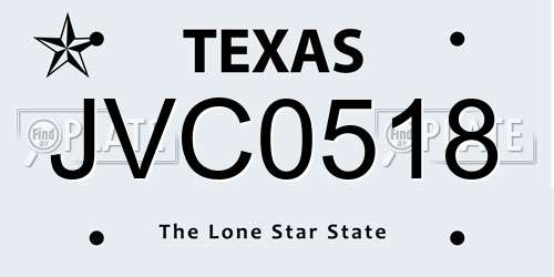 JVC0518 Texas License Plate
