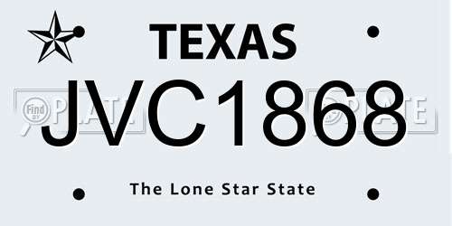 JVC1868 Texas License Plate
