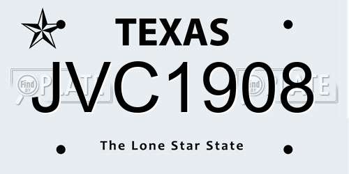JVC1908 Texas License Plate