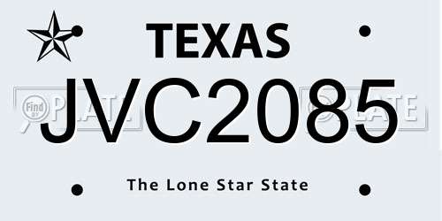 JVC2085 Texas License Plate