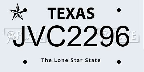 JVC2296 Texas License Plate